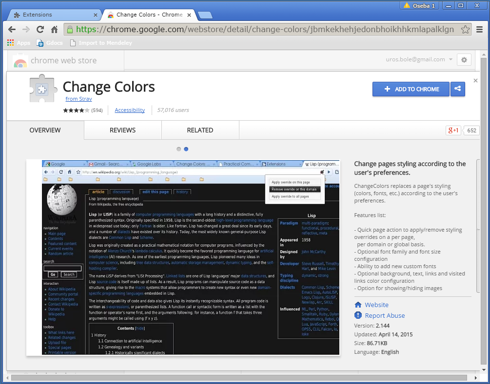 changing visited link color in chrome for mac